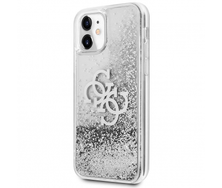 Husa Plastic - TPU Guess Big 4G Liquid Glitter Silver pentru Apple iPhone 11, Argintie Transparenta GUHCN61LG4GSI 