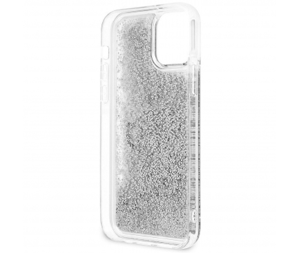 Husa Plastic - TPU Guess Big 4G Liquid Glitter Silver pentru Apple iPhone 12 / Apple iPhone 12 Pro, Transparenta GUHCP12MLG4GSI 