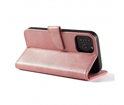 Husa Piele OEM Leather Flip Magnet pentru Samsung Galaxy A12 A125, Roz 