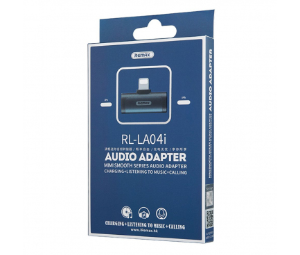 Adaptor Audio Lightning - Lightning / Lightning Remax SMOTH Series, Cu Port Incarcare, Negru RL-LA04i