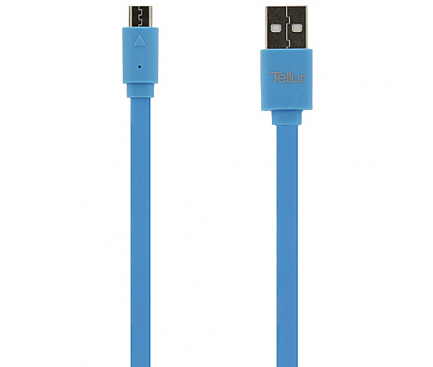 Cablu Date si Incarcare USB la MicroUSB Tellur Basic Flat, 1 m, Albastru TLL155011 