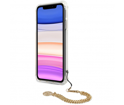 Husa Plastic - TPU Guess Chain Peony pentru Apple iPhone 11, Aurie GUHCN61KSPEGO 