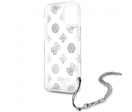 Husa Plastic - TPU Guess Chain Peony pentru Apple iPhone 12 / Apple iPhone 12 Pro, Argintie GUHCP12MKSPESI 