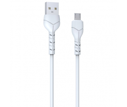 Cablu Date si Incarcare USB la MicroUSB DEVIA Kintone, 1 m, 2.1A, Set 30 buc, Alb 
