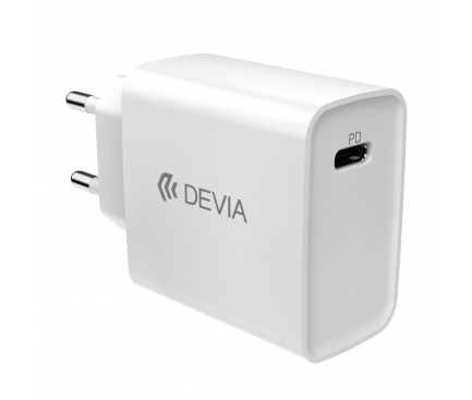Incarcator Retea USB DEVIA Rocket, Quick Charge, 20W, 1 X USB Tip-C, Alb 