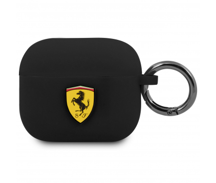 Husa Protectie Casti Ferrari pentru Apple AirPods 3, Neagra FEA3SILBK 