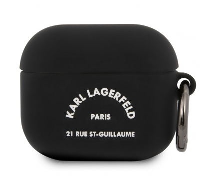 Husa Karl Lagerfeld Rue St Guillaume pentru Apple AirPods 3, Neagra KLACA3SILRSGBK