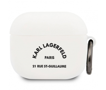 Husa Protectie Casti Karl Lagerfeld Rue St Guillaume pentru Apple AirPods 3, Alba KLACA3SILRSGWH 