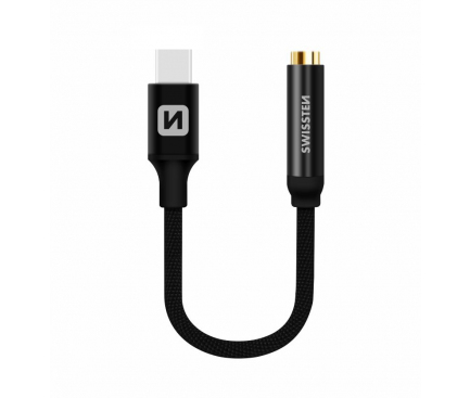 Adaptor Audio USB Type-C la 3.5 mm Swissten, 0.15 m, Negru 