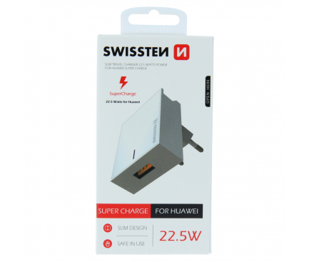 Incarcator Retea USB Swissten Travel, Quick Charge, 22.5W, 1 X USB, Alb