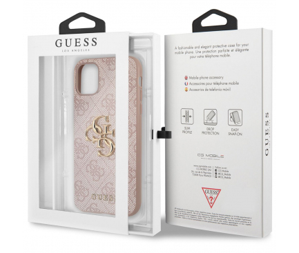 Husa Plastic - TPU Guess 4G Metal Logo pentru Apple iPhone 11, Roz GUHCN614GMGPI 