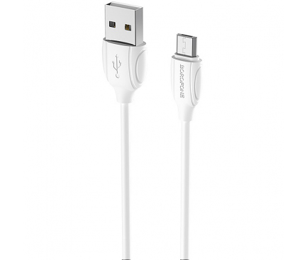 Cablu Date si Incarcare USB la MicroUSB Borofone Benefit BX19, 1 m, Alb 