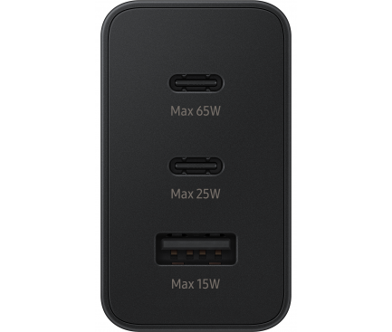Incarcator Retea Samsung Trio, 65W, 3.5A, 1 x USB-A - 2 x USB-C, Negru EP-T6530NBEGEU