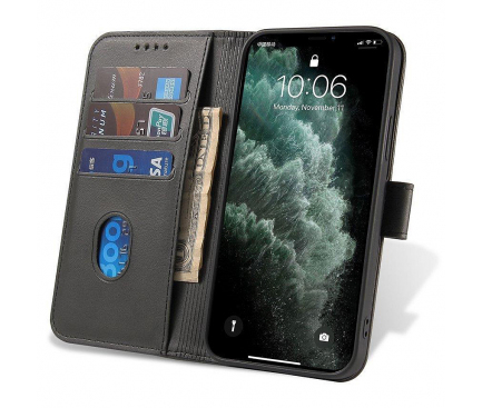 Husa Piele Ecologica OEM Leather Flip Magnet pentru Xiaomi Redmi Note 10 Pro / Xiaomi Redmi Note 10 Pro Max , Neagra 