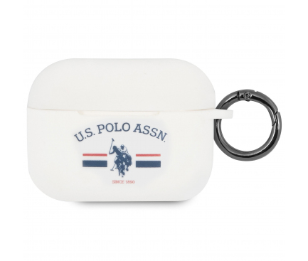 Husa Protectie Casti U.S. Polo Horses Flag pentru Apple AirPods Pro, Alba USACAPSFGH 
