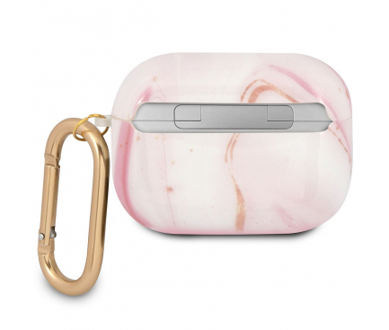 Husa Protectie Casti Guess Shiny Marble pentru Apple AirPods 3, Roz GUA3UNMP 