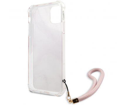 Husa Plastic - TPU Guess Marble pentru Apple iPhone 11, Roz GUHCN61KSMAPI 