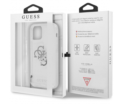 Husa Plastic - TPU Guess Big 4G Logo Silver pentru Apple iPhone 12 / Apple iPhone 12 Pro, Transparenta GUHCP12MKS4GSI 