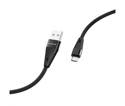 Cablu Date si Incarcare USB la MicroUSB Borofone Pineapple BU10, 1.2 m, 2.4A, Negru 