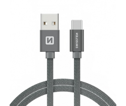 Cablu Date si Incarcare USB la USB Type-C Swissten, 2 m, Gri 