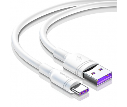 Cablu Date si Incarcare USB la USB Type-C Baseus Double Ring, 2 m, 5A, Alb CATSH-C02 