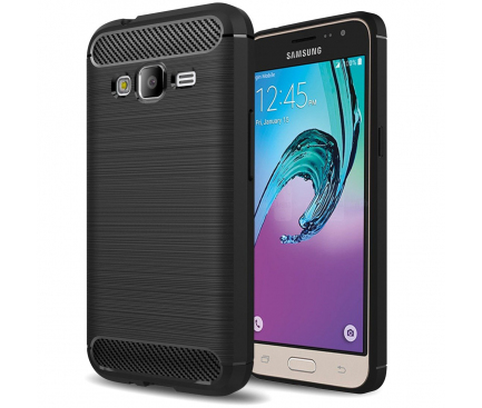 Husa TPU Forcell Carbon pentru Samsung Galaxy J3 (2016) J320, Neagra 
