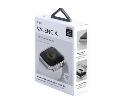 Husa Protectie Ceas UNIQ Valencia Apple Watch Series 44 mm, Argintie 