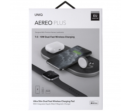 Incarcator Retea Wireless UNIQ Aereo Plus, Quick Charge, 10W, 3in1, Negru 