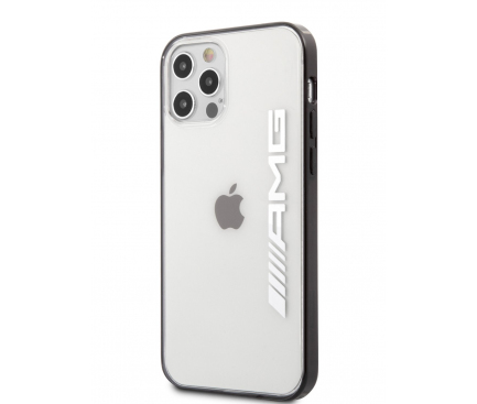 Husa pentru Apple iPhone 12 Pro Max, AMG, Metallic Black Edges, Transparenta AMHCP12LAESLBK