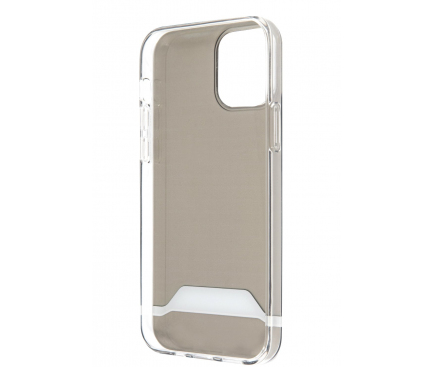 Husa Plastic - TPU AMG pentru Apple iPhone 12 / Apple iPhone 12 Pro, Horizontal Stripes, Neagra Transparenta AMHCP12MTCBW 