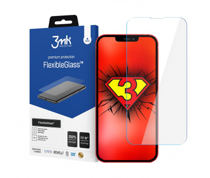 Folie Protectie Ecran 3MK FlexibleGlass pentru Apple iPhone 13 Pro Max, Sticla Flexibila, Full Glue, 7H 