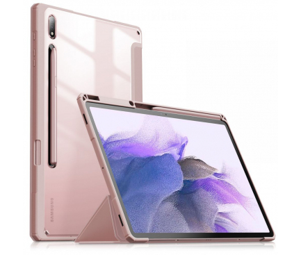 Husa Tableta Poliuretan INFILAND Crystal pentru Samsung Galaxy Tab S7+ / Samsung Galaxy Tab S7 FE / Samsung Galaxy Tab S8+, Roz 