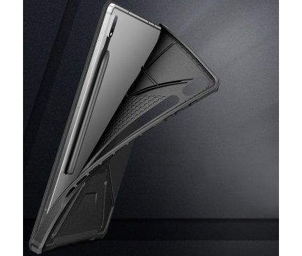 Husa Tableta Poliuretan INFILAND MULTIPLE ANGLES pentru Samsung Galaxy Tab S7+ / Samsung Galaxy Tab S7 FE / Samsung Galaxy Tab S8+, Neagra 