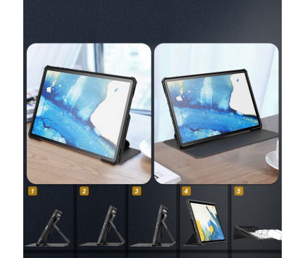 Husa Tableta Poliuretan INFILAND MULTIPLE ANGLES pentru Samsung Galaxy Tab S7+ / Samsung Galaxy Tab S7 FE / Samsung Galaxy Tab S8+, Neagra 