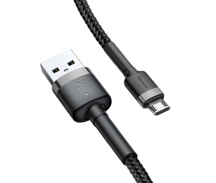 Cablu Date si Incarcare USB la MicroUSB Baseus Cafule, 3 m, 2A, Negru Gri CAMKLF-HG1 