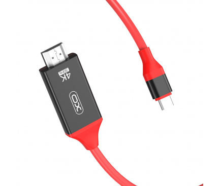 Cablu Audio si Video USB Type-C la HDMI XO Design GB005, 2 m, 4K, Rosu 