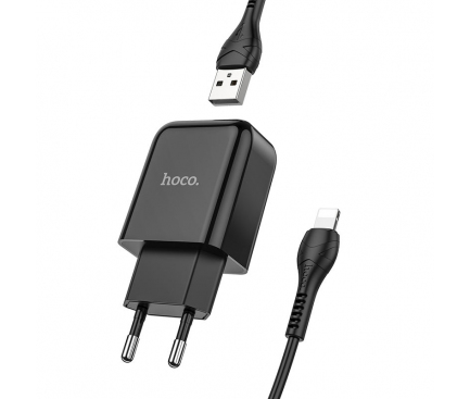 Incarcator Retea cu cablu Lightning HOCO N2, 1 X USB, 2.1A, Negru 