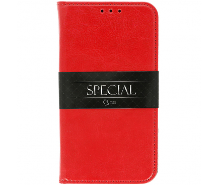 Husa Piele OEM Special Book pentru Xiaomi Redmi Note 10 5G, Rosie 