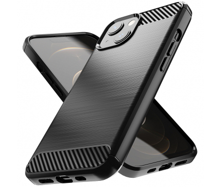 Husa TPU OEM Carbon pentru Apple iPhone 13, Neagra 