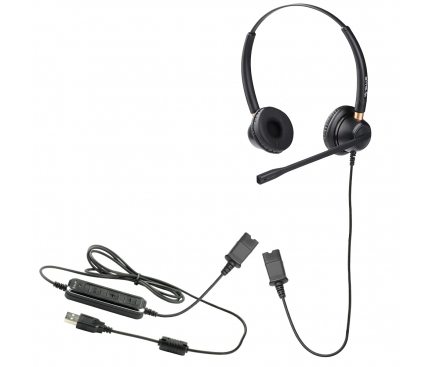 Casti Call Center Tellur Voice 520N, Binaural, USB, QD, cu fir, Negre TLL411004 