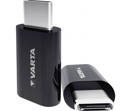 Adaptor Conversie MicroUSB la USB Type-C Varta, Negru 