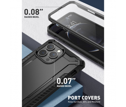 Husa Plastic - TPU Supcase Clayco Xenon pentru Apple iPhone 13 Pro Max, Full Cover, Neagra 