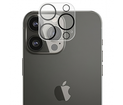 Folie Protectie Camera spate BLUE Shield Apple iPhone 13 Pro, Sticla securizata, HD, 0.7mm, 3D, 9H, Neagra 
