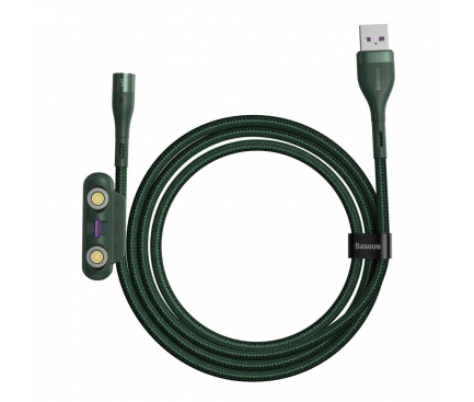 Cablu Incarcare USB la Lightning / USB Type-C / MicroUSB Baseus Zinc Magnetic, 1 m, 5A, Verde CA1T3-B06