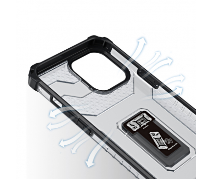 Husa pentru Apple iPhone 13 Pro, OEM, Crystal Ring Tough Armor Kickstand, Neagra