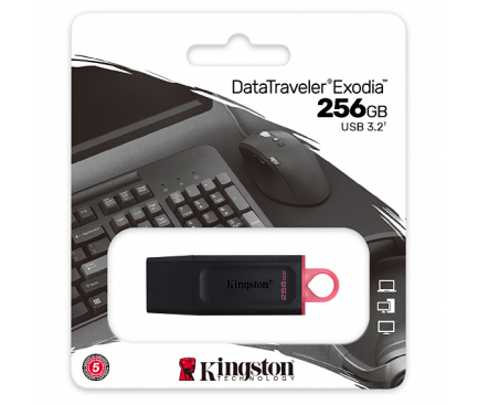 Memorie Externa Kingston DT Exodia, 256Gb, USB 3.2, Neagra Roz DTX/256GB