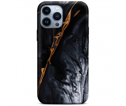 Husa TPU CaseGadget Black Marble pentru Apple iPhone 13 Pro, Neagra 