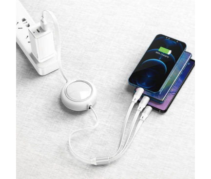Cablu Incarcare USB la Lightning / USB Type-C / MicroUSB Baseus Bright Mirror, 1.2 m, Alb CAMLT-MJ02 