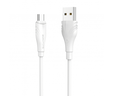 Cablu Date si Incarcare USB-A - microUSB Borofone Optimal BX18, 18W, 1m, Alb