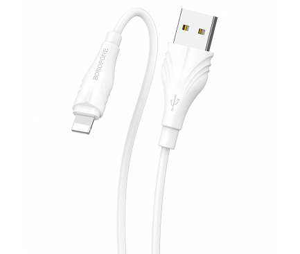 Cablu Date si Incarcare USB la Lightning Borofone Optimal BX18, 1 m, Alb 